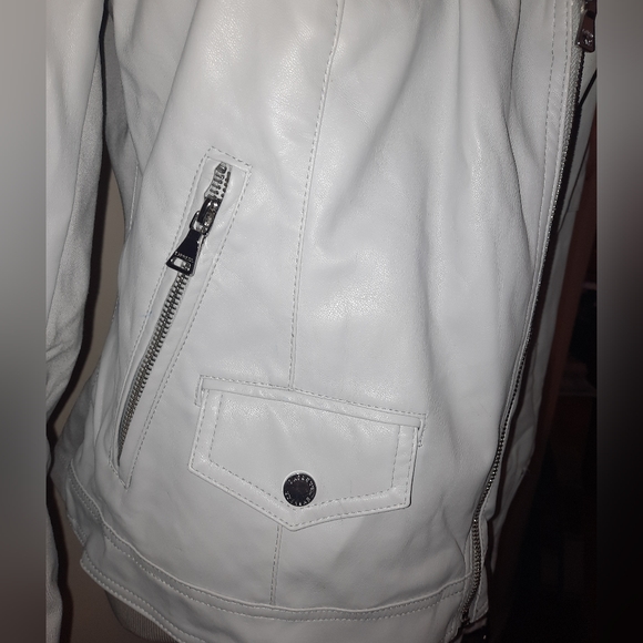 Express Faux Leather Biker Jacket Quilted Gray Medium - Picture 8 of 11